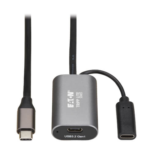 Tripp-Lite U330-05M-C2C-C | USB 3.2 Gen 1 Active Extension Cable with USB-C Charging - USB-C to USB-C (M/F), 5 Gbps, Data Only, 5 m (16.4 ft.)