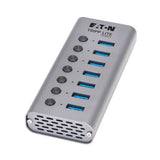 Tripp-Lite U360-007-SW | 7-Port USB-C Hub - USB 3.2 Gen 1 (5 Gbps) USB-A Ports with On/Off Buttons, Optional USB-A Adapter, Gray