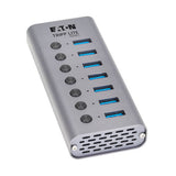 Tripp-Lite U360-007-SW | 7-Port USB-C Hub - USB 3.2 Gen 1 (5 Gbps) USB-A Ports with On/Off Buttons, Optional USB-A Adapter, Gray