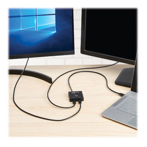 Tripp-Lite U415-002-BDS |  Bi-Directional USB-C Switch - 8K 60 Hz Video, HDCP Passthrough, USB 3.2 Gen 2, 100W PD Charging, Black