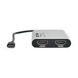 Tripp-Lite U444-2H-DL | USB-C Adapter, Dual Display - 4K 60 Hz HDMI, 100W PD Passthrough, Silver