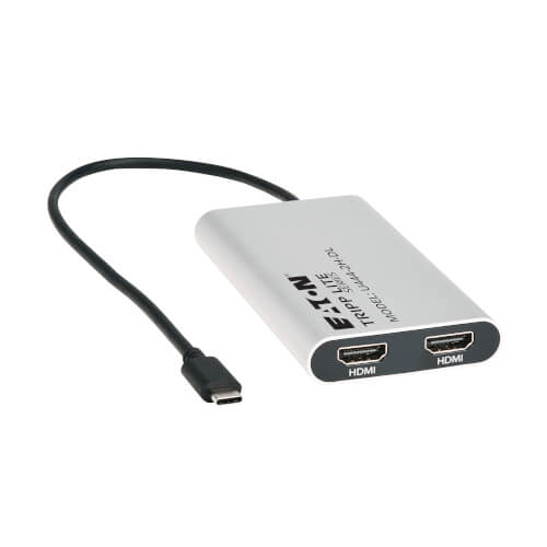Tripp-Lite U444-2H-DL | USB-C Adapter, Dual Display - 4K 60 Hz HDMI, 100W PD Passthrough, Silver
