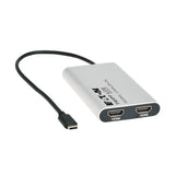 Tripp-Lite U444-2H-DL | USB-C Adapter, Dual Display - 4K 60 Hz HDMI, 100W PD Passthrough, Silver