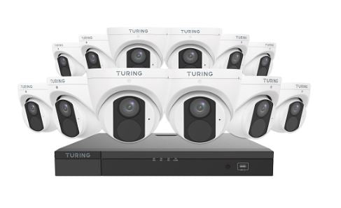 Turing Video TLKCT4F4 | Network Video Security Kit, Includes (12) 4MP Turret Cameras, (1) 16-Channel NVR, 4TB