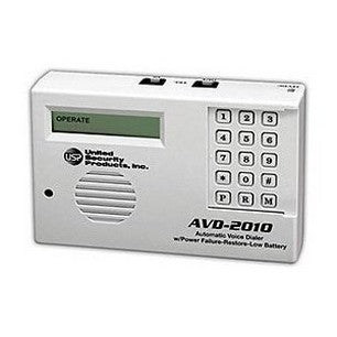 United Security Products AVD-2010 | Automatic Voice/Pager Dialer, Wall/Surface Mount, 2-Way, 4-Channel, 9 To 18 Volt Dc, 28/100 Milliampere Standby/Dialing , 6" Width X 1.5" Depth X 4" Height, Abs Plastic, White