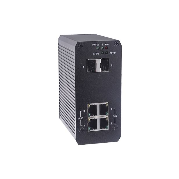 Usa Vision Systems 84-POE0410-E020 | 4-Port Gigabit 802.3at and 2 Gigabit SFP Industrial PoE Switch