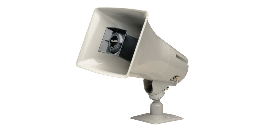 Valcom V-1036C-GY | High Efficiency One Way Horn, 600 Ohm, 5 W, Indoor, Outdoor, Wall/Electrical Box Mount, Gray