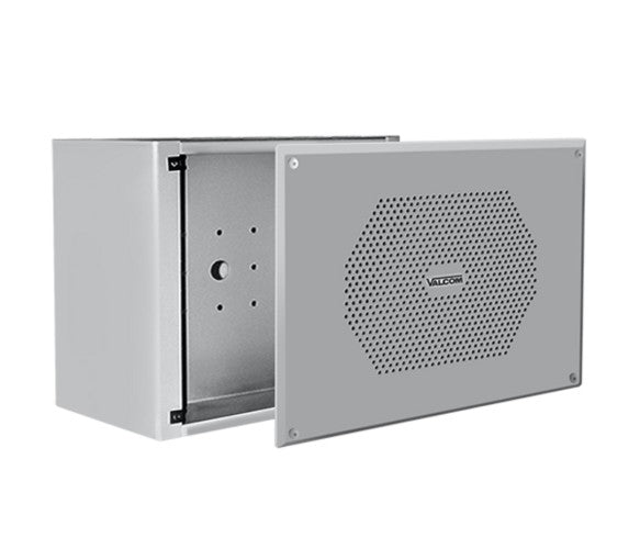 Valcom V-9809 | Vandal-Resistant Enclosure and Heavy Gauge Steel Faceplate, Surface Mount, for FlexHorn
