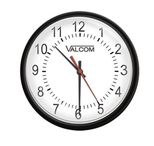 Valcom V-A11012B | 12-Inch Analog Clock, Wired, 110Vac