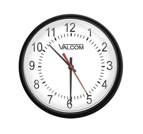Valcom V-A2412B | 12-Inch Analog Clock, Wired, 24Vdc