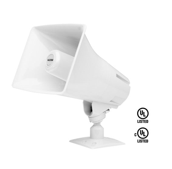 Valcom VIP-130AL-M-SA | IP High-Efficiency Marine Horn, with Long Line Extender, One-Way, White, Intrado OneAlert