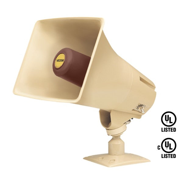 Valcom VIP-148AL-BGE | IP High-Efficiency Horn, with Long Line Extender, Talkback, Beige