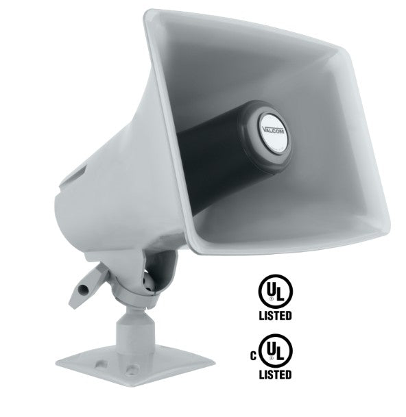 Valcom VIP-148AL-GY-IC | IP High-Efficiency Horn, with Long Line Extender, Talkback, InformaCast, Gray