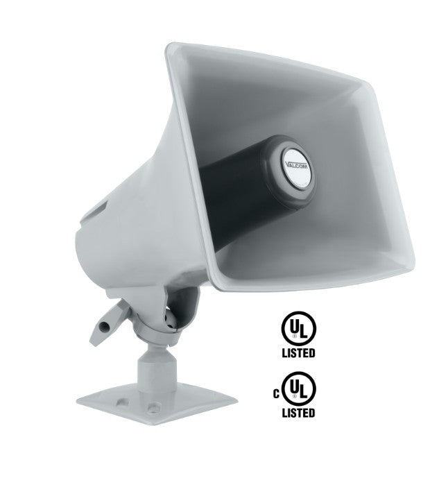 Valcom VIP-148AL-GY | IP High-Efficiency Horn, with Long Line Extender, Talkback, Gray