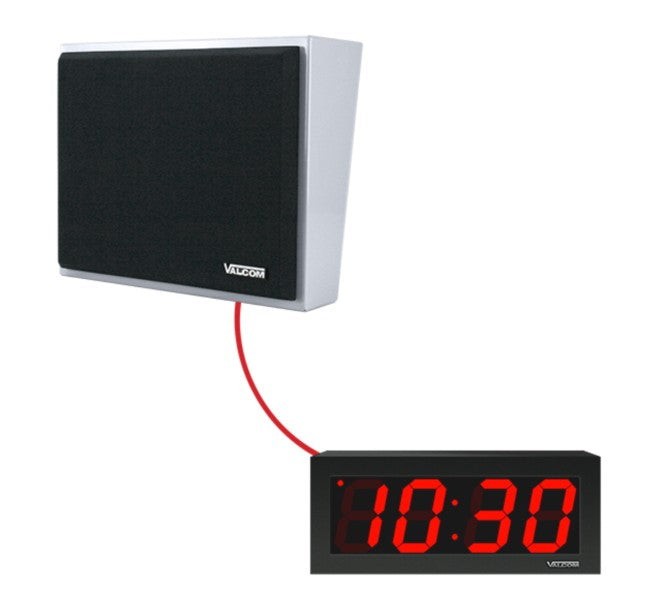 Valcom VIP-4171-D44-IC | IP Metal Wall Speaker + 4-Digit Digital Clock Kit, Includes 50 Foot Cable, InformaCast