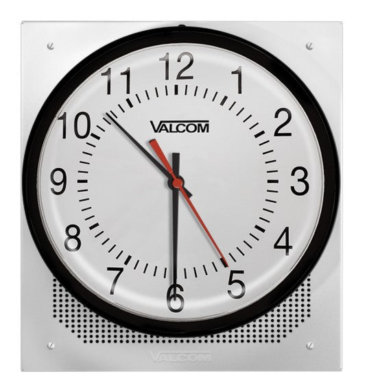 Valcom VIP-429A-A-IC | IP Clock/Speaker, 12-Inch Analog Clock, One-Way or Talkback Programmable, White, InformaCast
