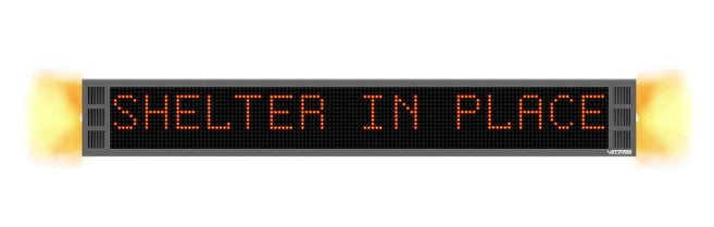 Valcom VL550M-F-FC | IP Text Sign with Speaker and Flashers, 7-Color, 40-Inch Wide, Metallic