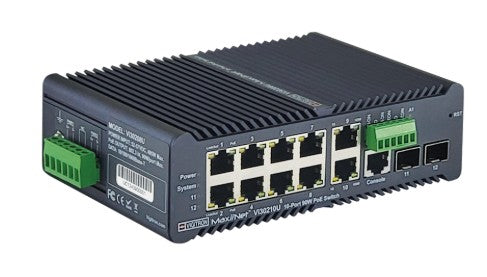 Vigitron VI30210U | Hardened Managed 12-Port, L2+, 1G Industrial 90W PoE Ring Switch