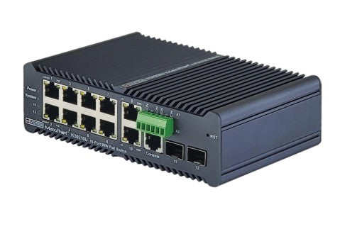 Vigitron VI30210U | Hardened Managed 12-Port, L2+, 1G Industrial 90W PoE Ring Switch