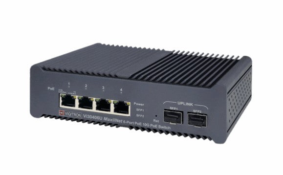 Vigitron VI30406U | Hardened PoE Managed 6-Port, 2.5G Industrial 802.3bt 90W PoE Switch