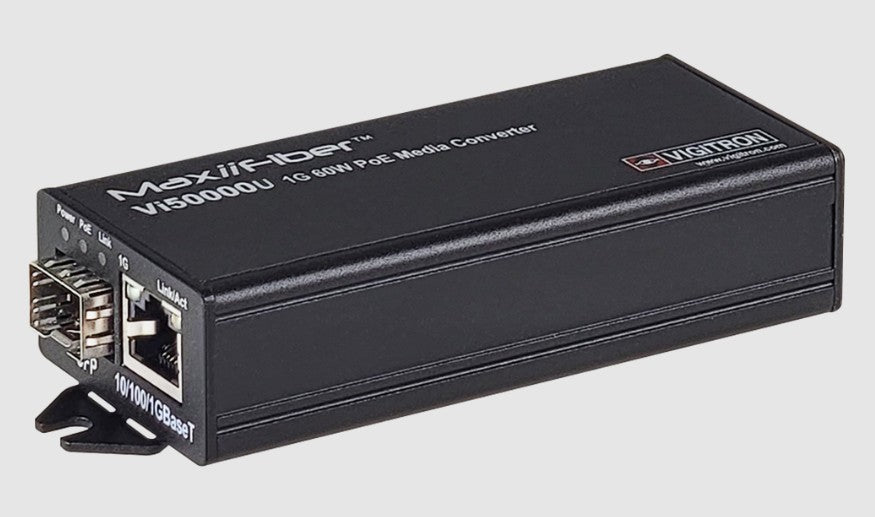 Vigitron VI50000U | Single Port 60W PoE 1G Ethernet Fiber Media Converter