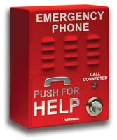 Viking Electronics E-1600-IP | Emergency Phone, Red, Steel Enclosure, 5-1/4 inch H, 4 inch W, 2 inch D, Surface-Mount