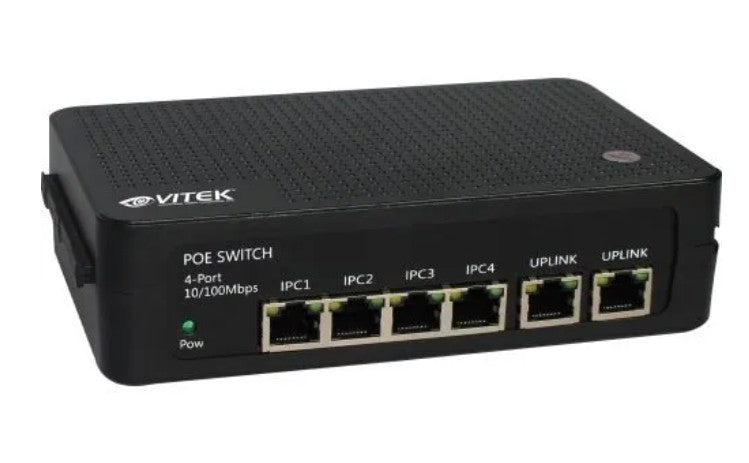 Vitek VT-4P65 | 6 Port Compact Switch with 4 PoE Ports