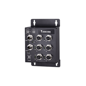 Vivotek AW-IHT-0602 | Industrial Switch, 6 Port, 4Xfe M12 Poe, 2Xfe M12, H.265/H.264/Mjpeg/Mpeg-4, 120W, 56Vdc