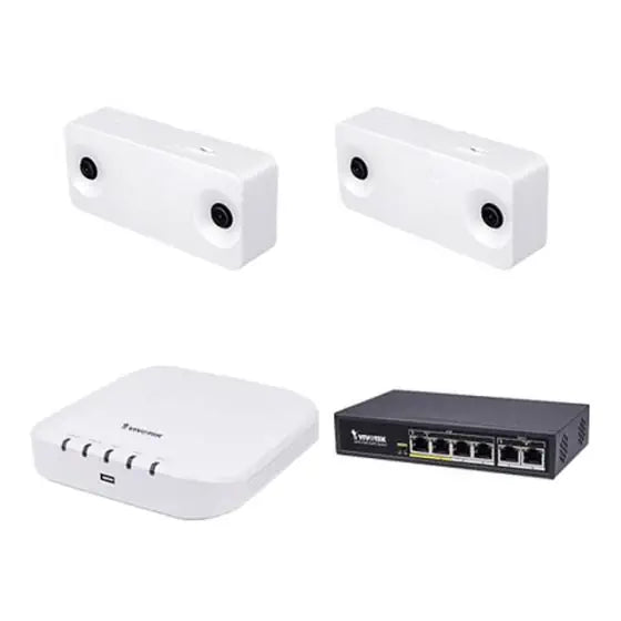 Vivotek CCS-2D | 2 X 2MP Indoor People Counting Cameras, 8 Channel NVR, No HDD and 4 Port PoE Switch