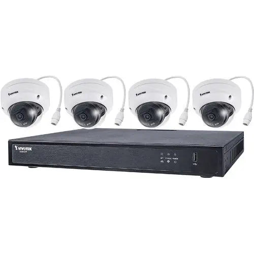 Vivotek ND9322P-2TB-4FD80 | 8-Channel 4K UHD NVR with 2TB HDD and 4 5MP Outdoor Network Night Vision Dome Cameras