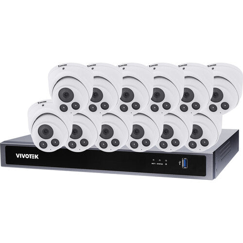 Vivotek V5K12D4A4 | 16-Channel 8mp NVR with 4tb Hdd & Twelve 5mp Dome Cameras Kit