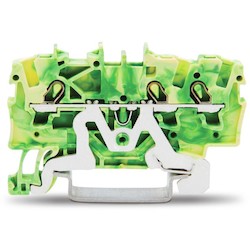 Wago Corporation 2001-1307 | 3-Conductor Ground Terminal Block, 1.5 mm², Green-Yellow, For Ex E II Applications