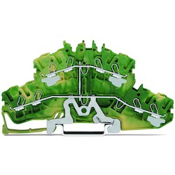 Wago Corporation 2002-2407 | 4-Conductor Double-Deck Terminal Block, 8-Conductor Ground Terminal Block, Green/Yellow
