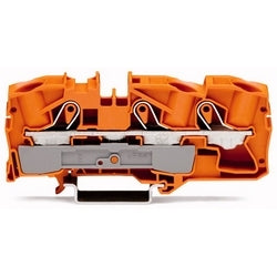 Wago Corporation 2016-1302 | 3-Conductor Through Terminal Block, 20–4 AWG, Suitable for Ex E II, Orange