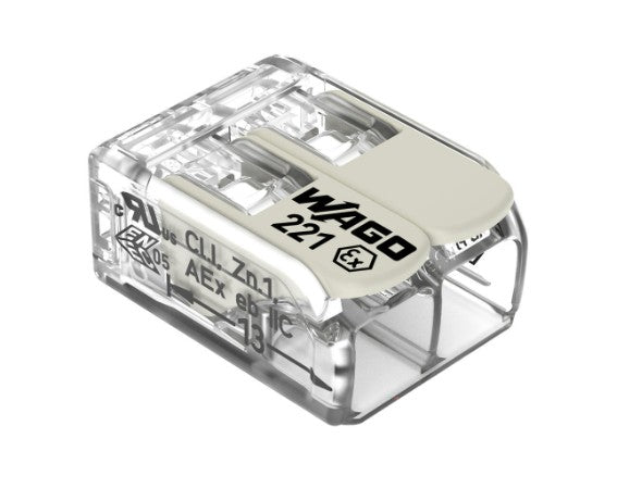 Wago Corporation 221-682 | Compact Splicing Connector, 440V, 30A, Transparent, Number of Connections 2