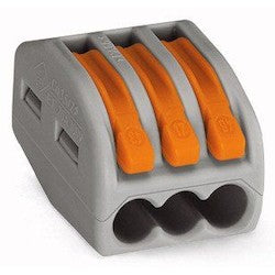 Wago Corporation 222-413/VE00-2500 | Compact Splicing Connector, 3-Conductor Terminal Block, with Operating Levers, Max Temp 85°C