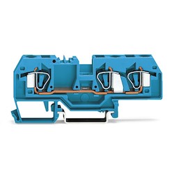 Wago Corporation 282-684 | 3-Conductor Through Terminal Block, 24–10 AWG, For Ex I Applications, Blue