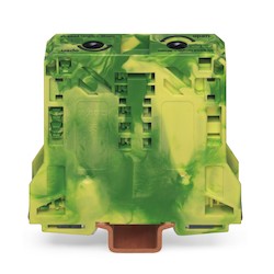 Wago Corporation 285-157 | 2-Conductor Ground Terminal Block, 35 mm², 8–2 AWG, Green/Yellow