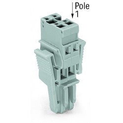 Wago Corporation 769-104/021-000 | 4-Pole Female Plug, 1-Conductor, With Locking Levers, Gray