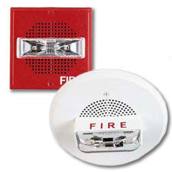 Wheelock SA-S90-24MCC-FR | Ceiling Mount Self Amplified Speaker Strobe - Red Fire Lettering