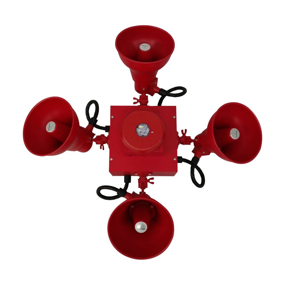 Wheelock STH-2R-ELSTC-F | STH Cluster Speaker Strobes, Cluster, 2 Red Speakers Eluxa Ceiling Strobe FIRE Red