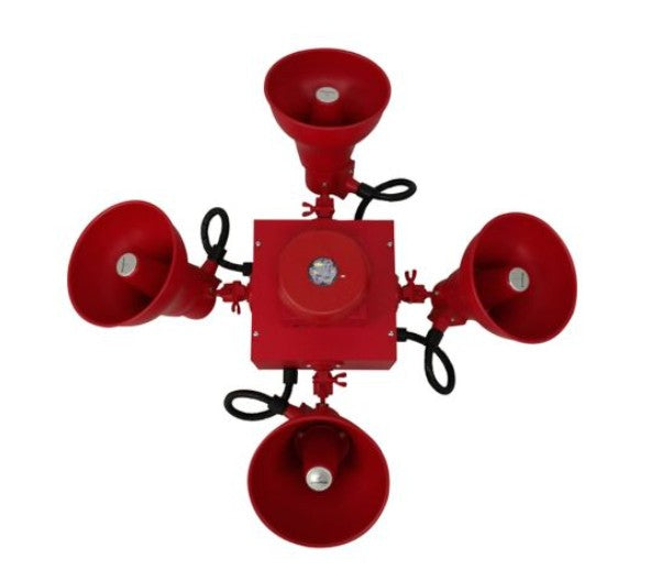 Wheelock STH-4R-ELSTC-N | STH Cluster Speaker Strobes, Cluster, 4 Red Speakers, Eluxa Ceiling Strobe, Red