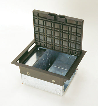 Wiremold AC8105 | Six Gang Raised Floor Box with Gray Carpet Style Lid