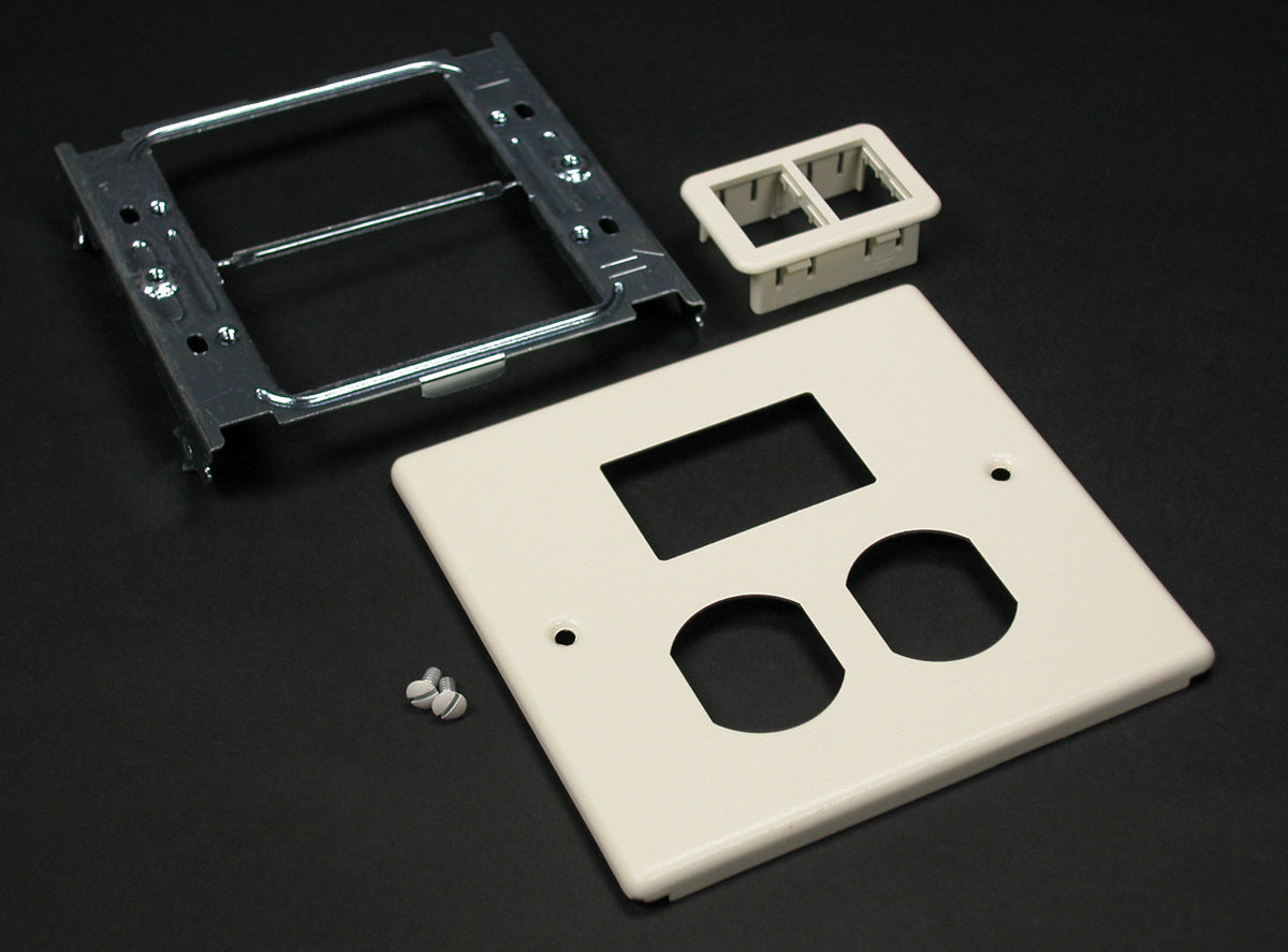 Wiremold G4047BT | 4047 Two-Gang Cover and Ortronics TrakJackI Mini Adapter Fitting