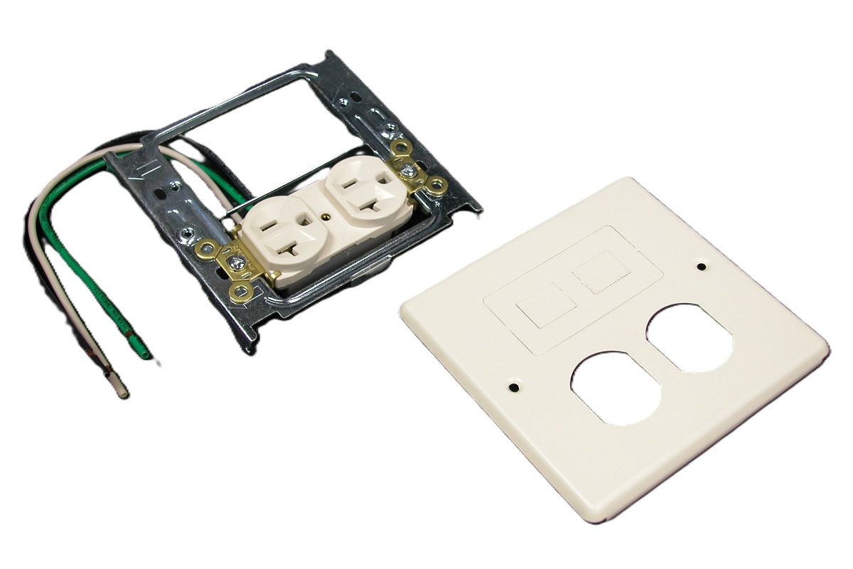 Wiremold V4047WF | 4047 Two-Gang Cover One Duplex Receptacle Installed One Modular Furniture Opening