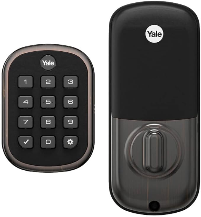 Yale Residential YRD136-ZW2-BSP | Pro Pushbutton Deadbolt Z-Wave Key Free, Black Suede