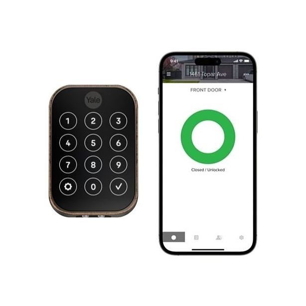 Yale Residential YRD654-CB1-BSP | Pro 2 Key-Free Touchscreen with Wi-Fi + Connect Bridge, Black Suede
