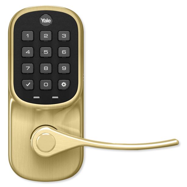 Yale Residential YRL216-ZW2-605 | Z-Wave Plus Assure Push Button Keypad Lever Lock, Polished Brass
