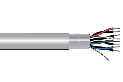 Alpha Wire 5905C SL001 | Communication-Control-Industrial-Cable, 4 Pair, 22 AWG, Foil, 300 V, PVC Jacket, PVC Insulation, 0.273 Jacket Diameter, 0.032 Jacket Thickness, Solid