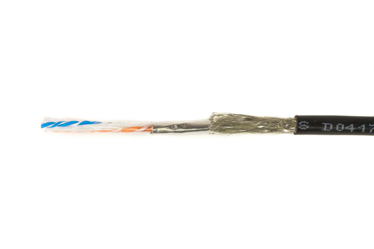 Alpha Wire 74003 BK002 | 4 (2 Pair Twisted) Conductor Multi-Pair, Cat5e Cable Black 26 AWG Foil, Braid 500.0' (152.4m)